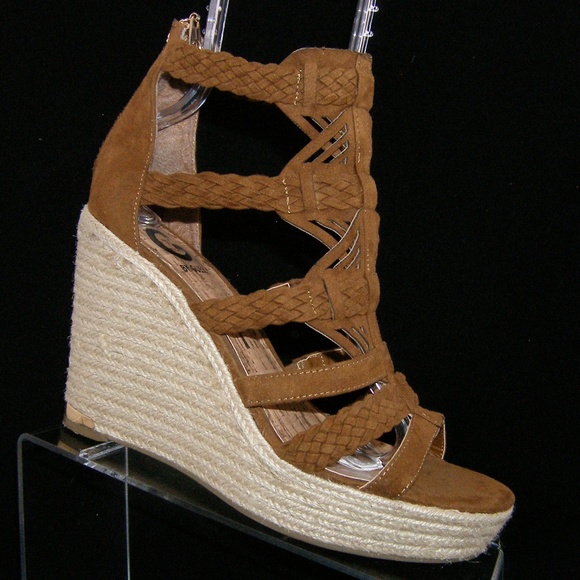 G by Guess Shoes - G by Guess 'Madison' braided t-strap zip wedges 8M